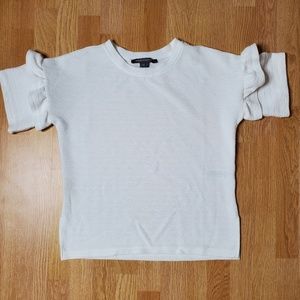 French Connection White Ruffled Sleeve Top Size XS